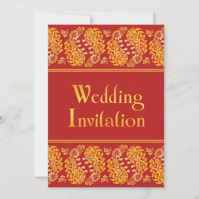 Invitación plana del Boda indio Paisleys (Anverso)