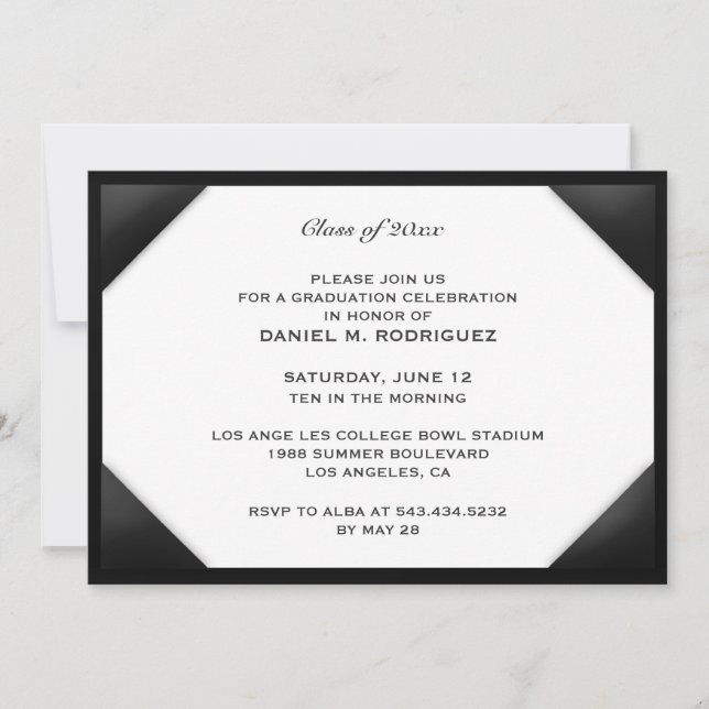 Invitación plana del Diploma de Graduación (Anverso)