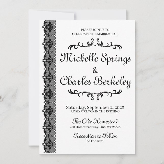 Invitación plana Elegante Boda de Lazo Negro Invit (Anverso)