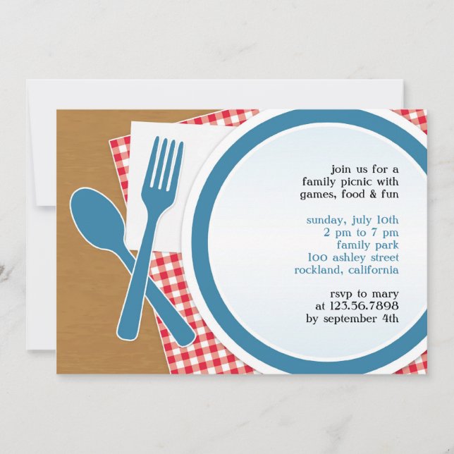 Invitación plana Fiesta de salida de picnic (Anverso)