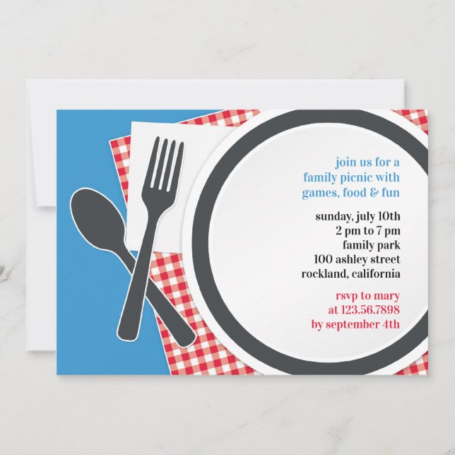 Invitación plana Fiesta de salida de picnic (Anverso)