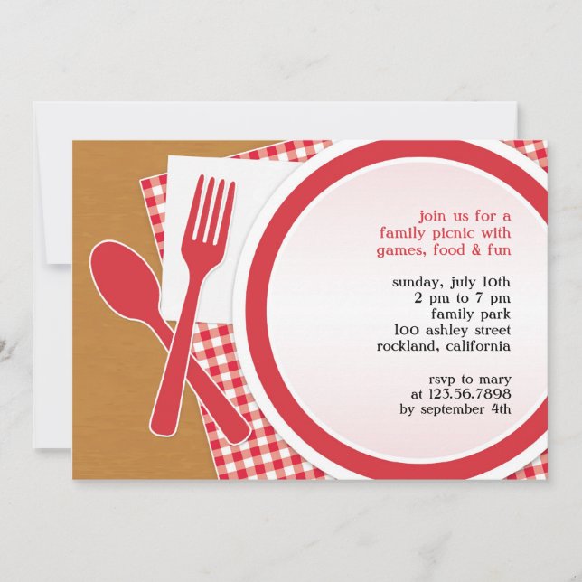 Invitación plana Fiesta de salida de picnic (Anverso)