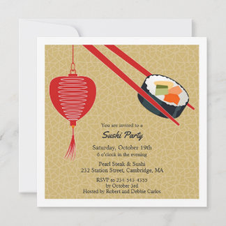 Invitación plana Fiesta Sushi