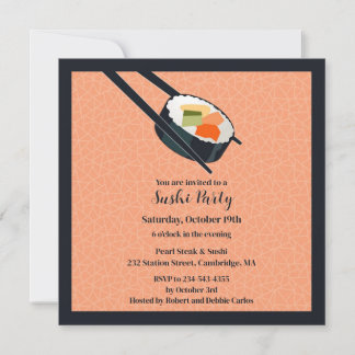 Invitación plana Fiesta Sushi