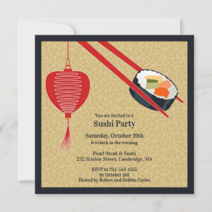 Invitación plana Fiesta Sushi