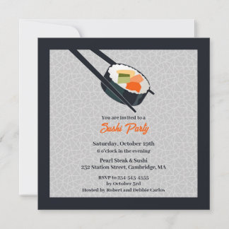 Invitación plana Fiesta Sushi