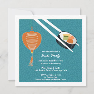 Invitación plana Fiesta Sushi