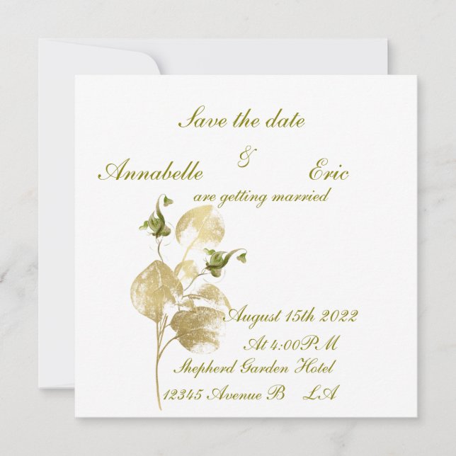 invitación plana guardar la fecha (Anverso)