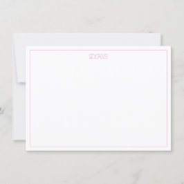 Invitación plana monogramada rosa y blanca