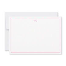 Invitación plana monogramada rosa y blanco brillan