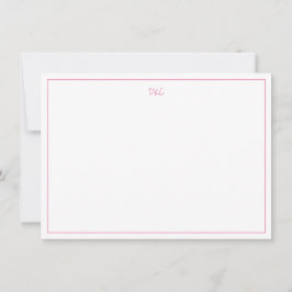 Invitación plana monogramada rosa y blanco brillan
