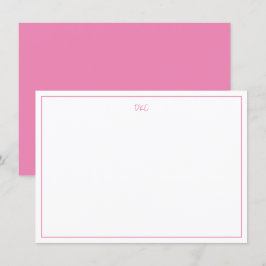 Invitación plana monogramada rosa y blanco brillan