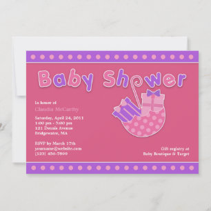 Invitación plana morada rosa Baby Shower