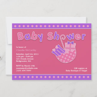 Invitación plana morada rosa Baby Shower