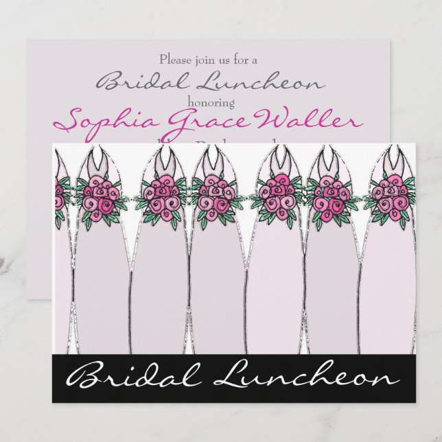 Invitación plana para almuerzo de boda (Anverso / Reverso)