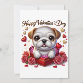 Invitación plana para el Bulldog de San Valentín