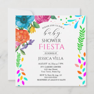 Invitación plana para fiesta de baby shower floral