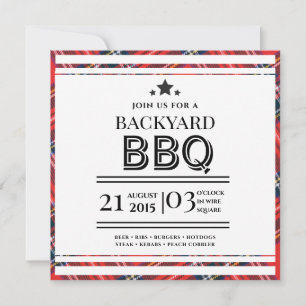 Invitación plana para fiesta de barbacoa con gingh