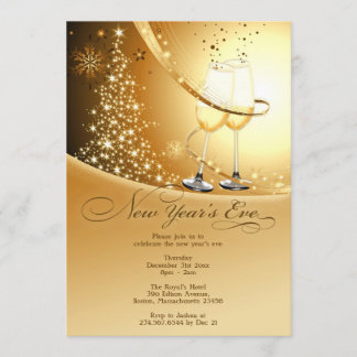 Invitación plana para la celebración de Nochevieja