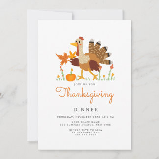 Invitación plana para la cena de Acción de Gracias