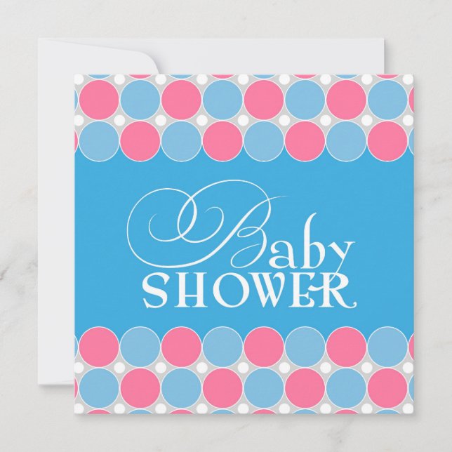 Invitación plana rosa azul de Baby Shower (Anverso)