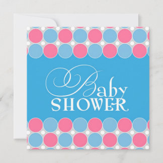 Invitación plana rosa azul de Baby Shower