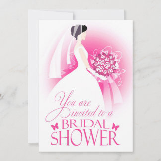 Invitación plana rosa con ducha de novia