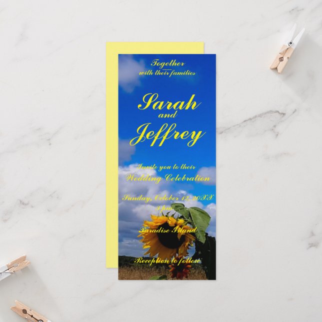 Invitación plana, tamaño: 10,2 cm x 23,5 cm, papel (Anverso/Reverso In Situ)