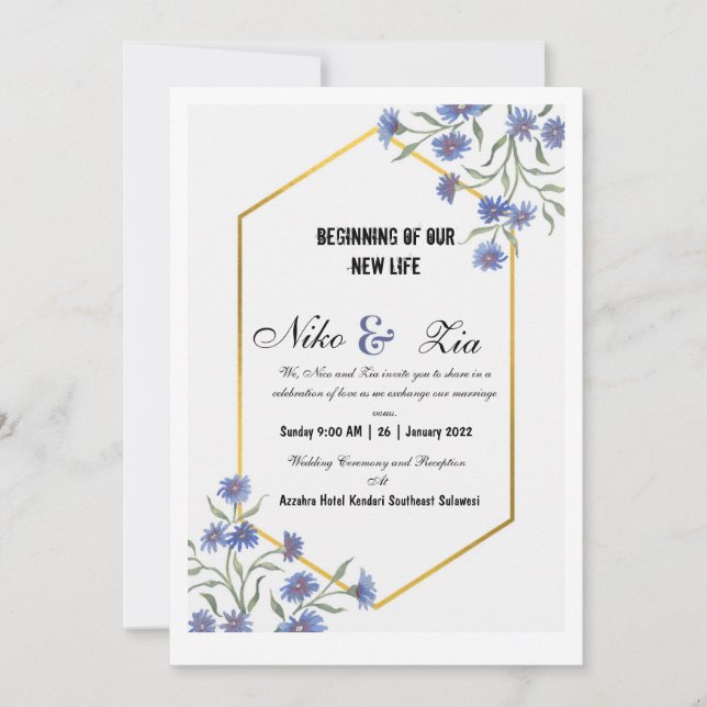 Invitación plana, tamaño: 12,7 cm x 17,8 cm, Papel (Anverso)