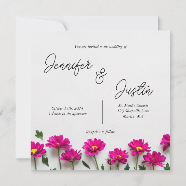 Invitación plana, tamaño: 5,25" x 5,25", papel: se (Anverso)