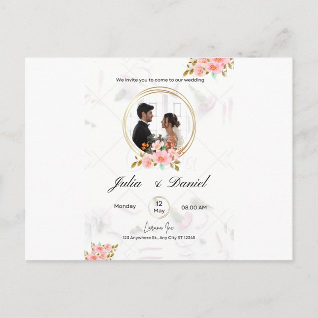 Invitación plana, tamaño: 5" x 7", papel: mate, (Anverso)