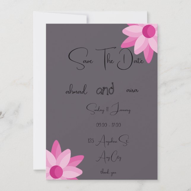 Invitación plana, tamaño: 5" x 7", papel: mate, en (Anverso)