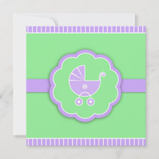 Invitación plana verde de Baby Shower