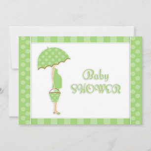 Invitación plana verde de Baby Shower