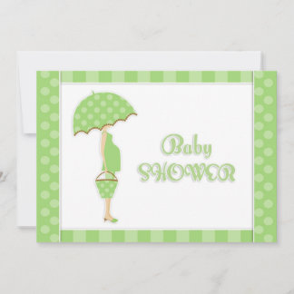 Invitación plana verde de Baby Shower