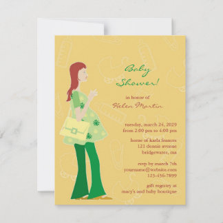 Invitación plana verde neutra de Baby Shower