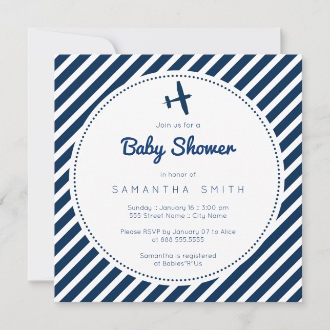 Invitación Plane Baby Shower (Anverso)