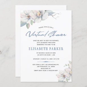 Invitación Planes de cambio ducha de bebé virtual floral azul
