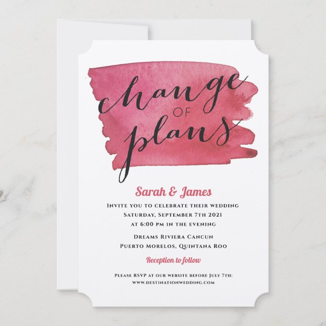Invitación Planes de cambio pospuestos por boda (Anverso)