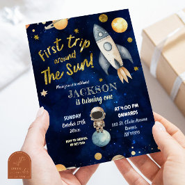 Invitación Planet Boy Space Primer Viaje Alrededor Del Cumple