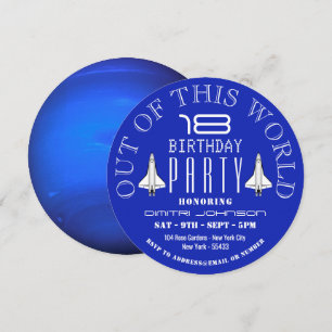 Invitación Planet Neptune, fiesta de cumpleaños del transbord