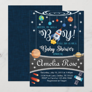 Invitación Planet Outer Space Baby Shower Invitation Boy