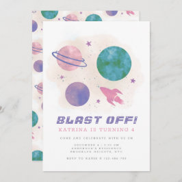 Invitación Planeta de Galaxia Girly - Espacio Ultraterrestre