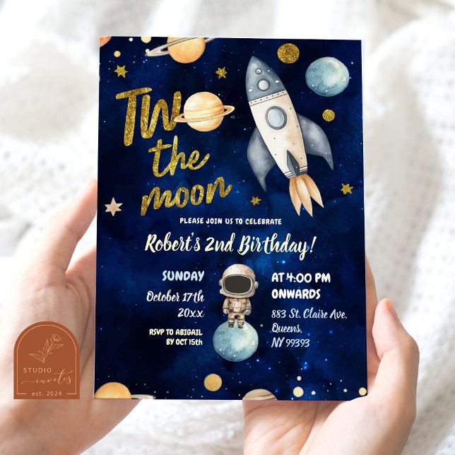 Invitación Planeta Espacio Astronauta Dos Al Luna Cumpleaños  (Subido por el creador)