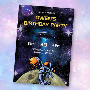 Invitación Planeta Galaxia Astronauta cumpleaños luna