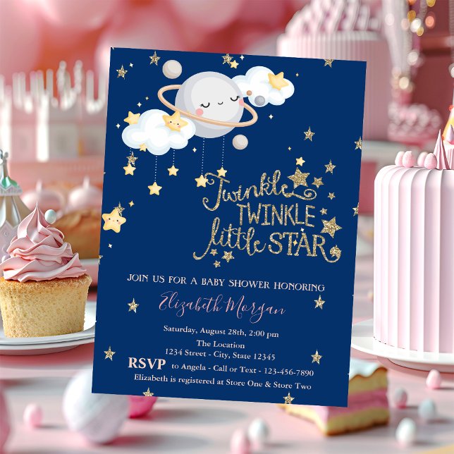 Invitación Planeta, Nubes, Estrellas Duérmete Fiesta de Bebé (Subido por el creador)