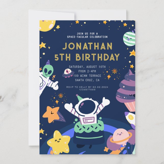 Invitación Planetas astronautas espacio-tacular cumpleaños (Anverso)