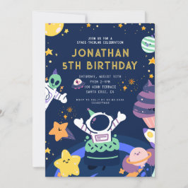Invitación Planetas astronautas espacio-tacular cumpleaños