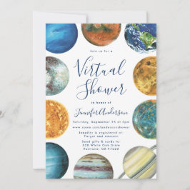 Invitación Planetas de acuarela Baby Shower virtual