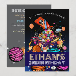 Invitación Planetas de caramelo en la fiesta de cumpleaños es